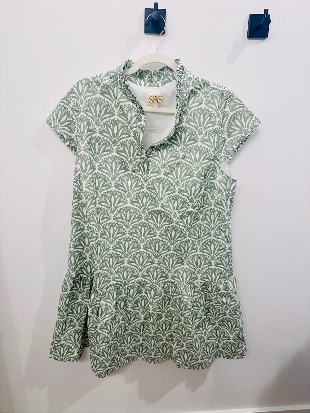 SSYS Alissa Short Sleeve Poplin Printed Ruffle Dress XL